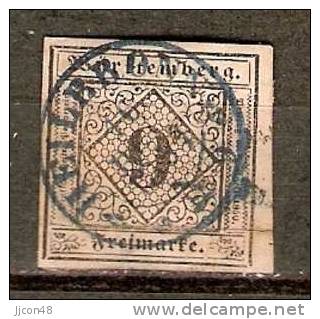 Germany (Wurttemberg 1851 (o) Mi.4a PF 4 I  (Heilbronn 16.Dec 1851) - Used