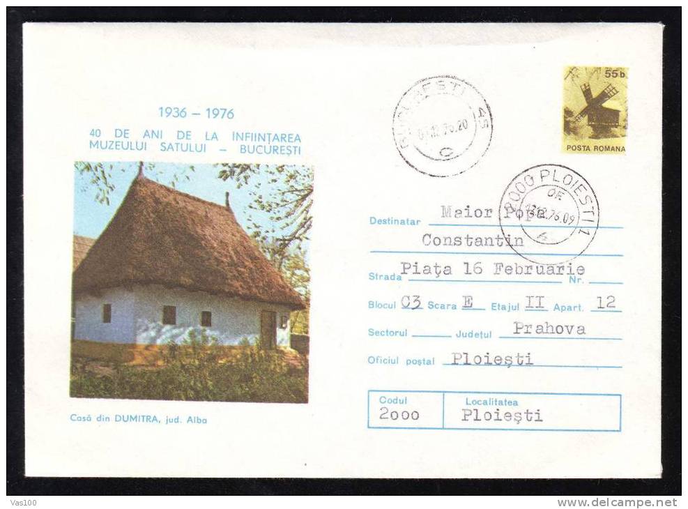 Romania  1976 Stationery Cover With Windmills,moulins.(E) - Moulins