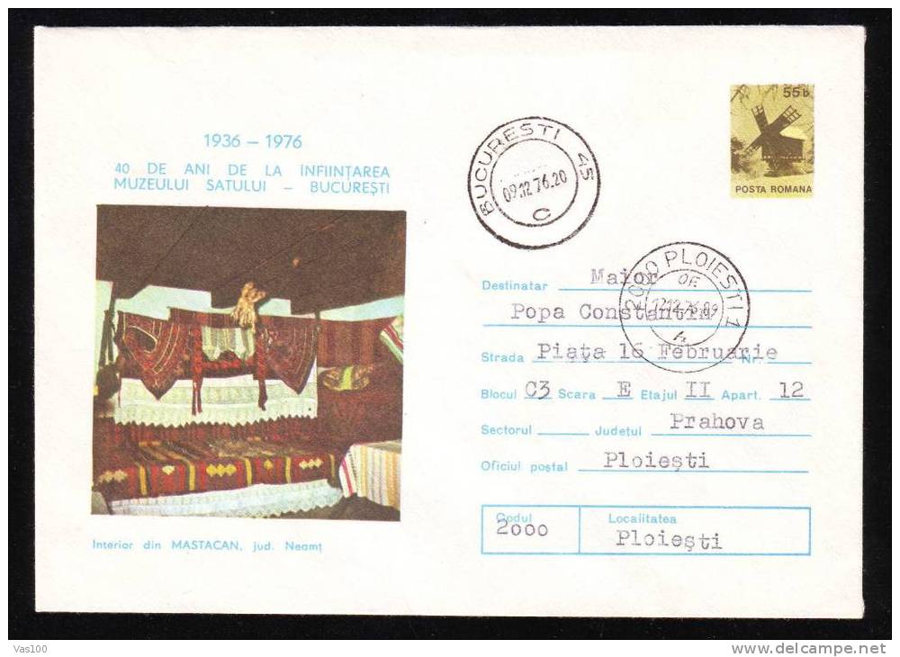 Romania  1976 Stationery Cover With Windmills,moulins.(A) - Moulins