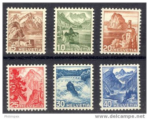 SWITZERLAND, DEFINITIVES 1948, COLOR CHANGES, NEVER HINGED SET **! - Neufs