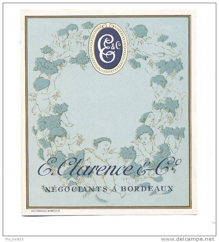 Etiquettes   De  Vin   -  E. Clarence à Bordeaux  (33)    -      Thème Anges - Kinder