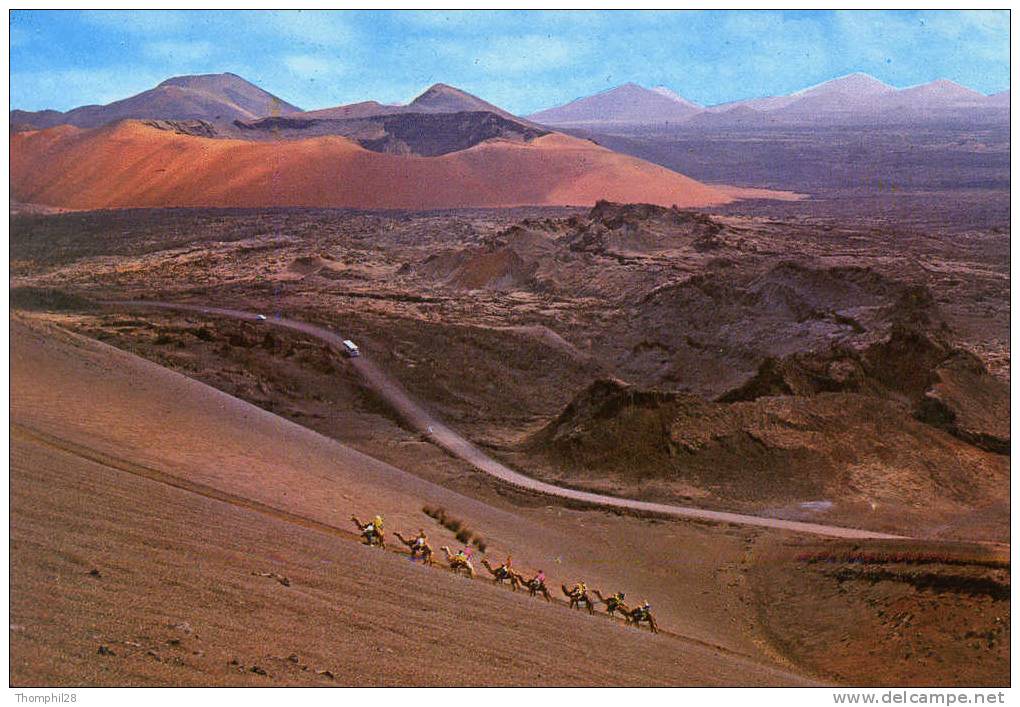 LANZAROTE - Montana Del Fuego, Caravana / Caravane Sur La Montagne De Feu - 2 Scans - Lanzarote