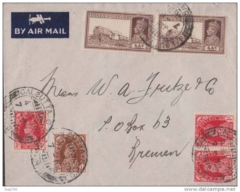 Br India King George V, Bearing On Commercial Cover, Train, Locomotive, Railway, Sent To Reunion, India - 1911-35  George V