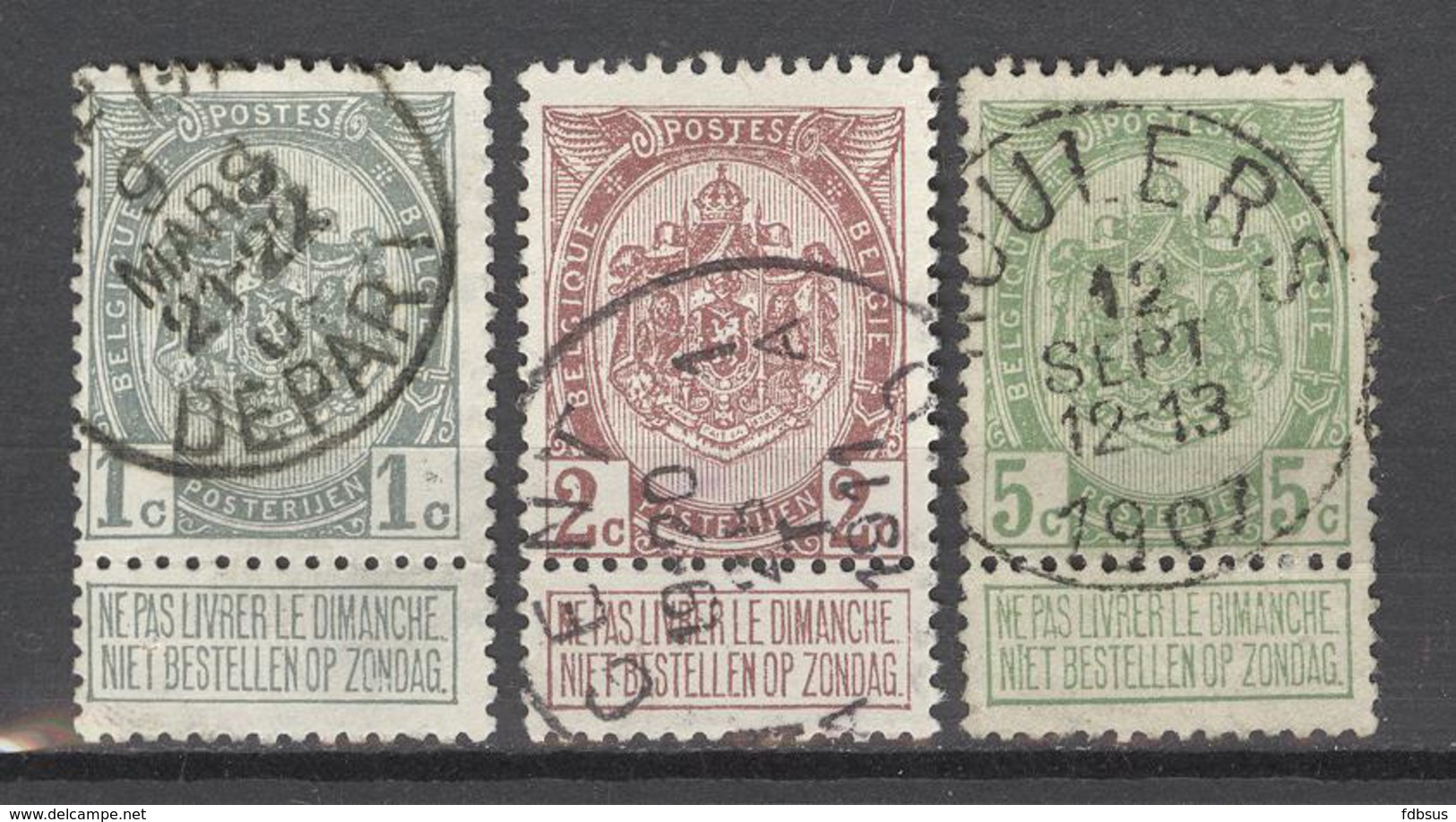 Serie 1907 OBP 81/83 GEST. - COTE Euro 8,50 - 1893-1907 Coat Of Arms