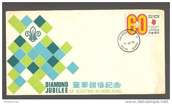 Hong Kong Jamboree Post Office 1971 Cancel Diamond Jubilee Of Scouting In Hong Kong Cachet Pfadfinder Scouts - Cartas & Documentos