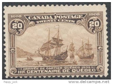 Canada 1908 # 103 Cartier Arrival SHIPS Quebec Tercentenary Mint Not Hinged - Nuovi