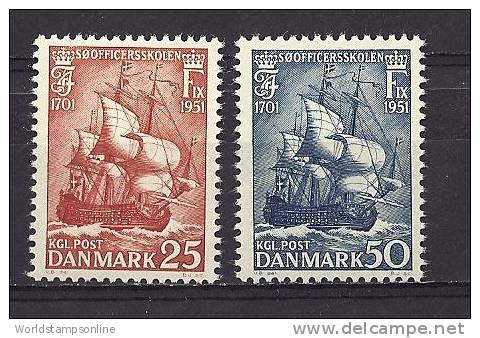 Denmark, Serie 2, Year 1951, Mi 323-324, Naval Officers College, MNH ** - Ungebraucht