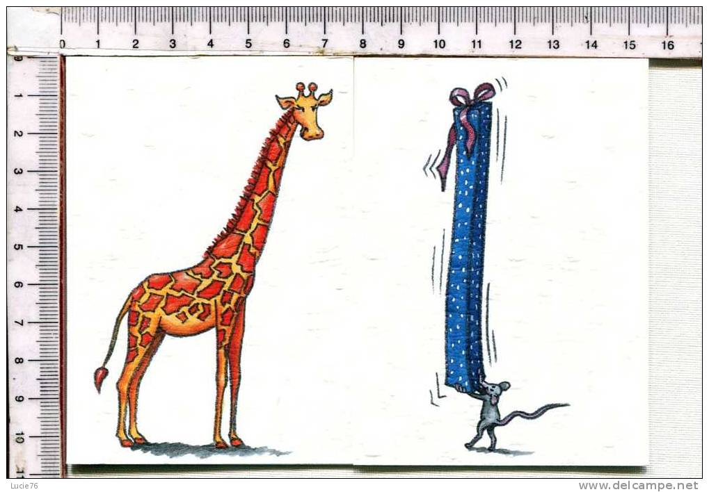 GIRAFE   -  SOURIS   -    Illustration  :  Sophie Turrel  - Carte Double Pt Ft - Giraffes