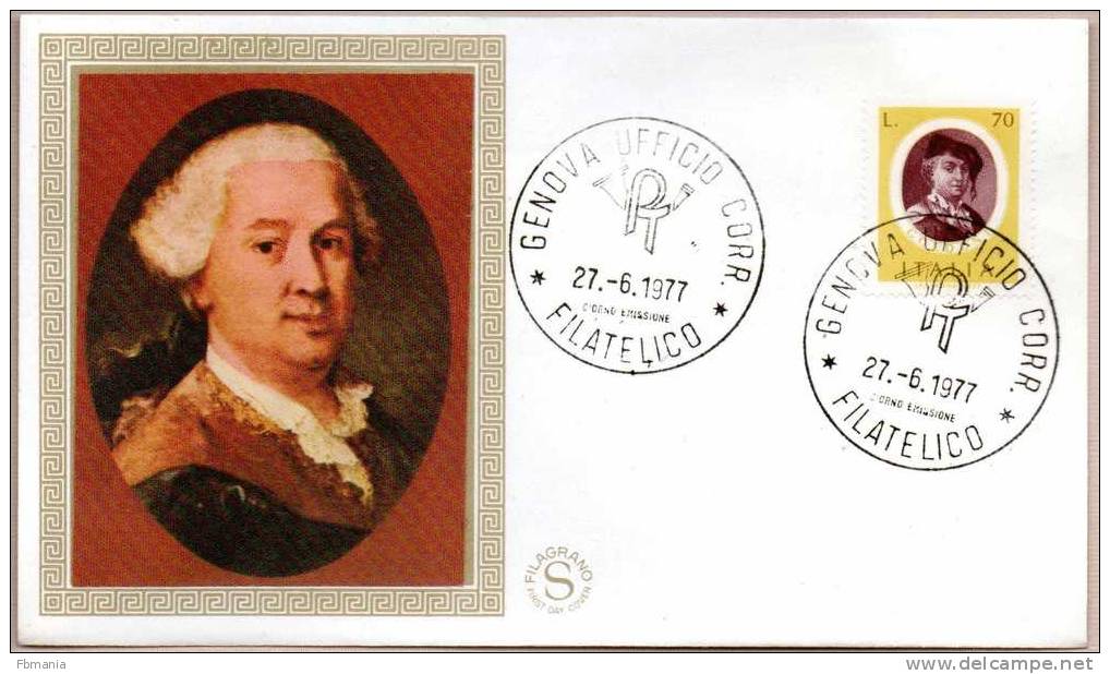 ITALIA 1977 - FDC FILAGRANO - CARLO GOLDONI - FDC