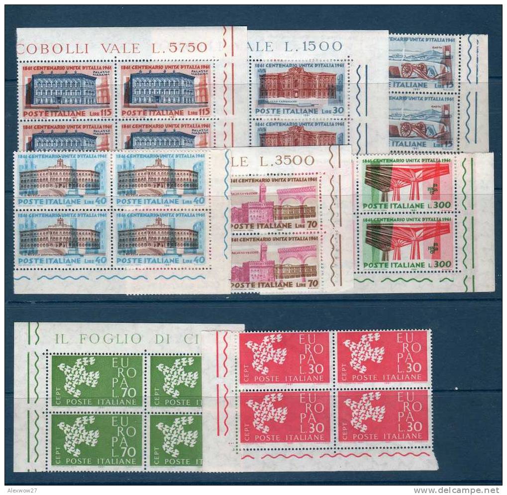 ITALIA / ITALY 1961 LOTTO QUARTINE ** BDF Rif. 926/931 - 932/933 - 1961-70:  Nuovi