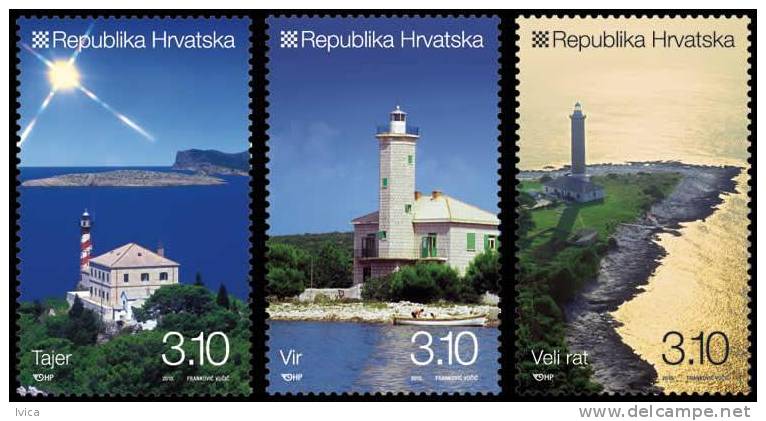 CROATIA - Set 3 Stamps - LIGHTHOUSES - 2010 - Croatie