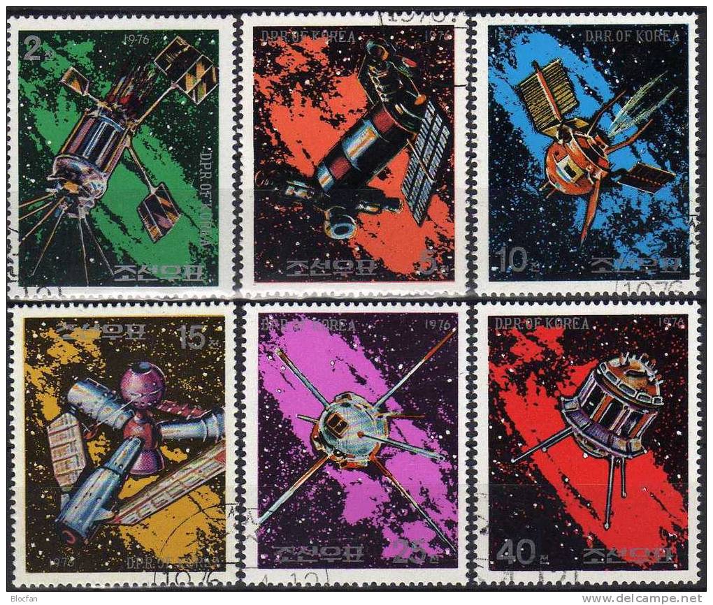 Raumfahrt Im Ostblock 1976 Coree 1492/7+ Block 24 B O 18€ Raumsonde, Raumstation, Satellit, Sputnik, Rakete, Mondauto - Asia