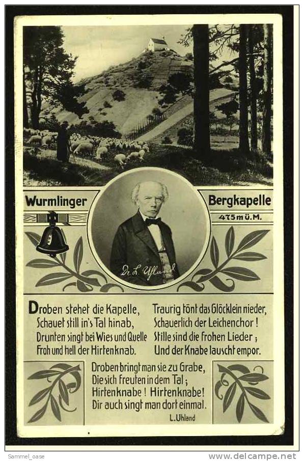 Wurmlinger Bergkapelle Bei Wurmlingen  -  Mit Gedicht Von L. Uhland  -  Ansichtskarte Ca. 1950    ( 479) - Tuttlingen