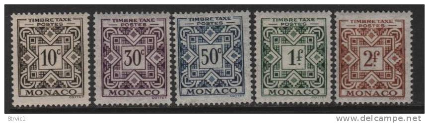 Monaco, Scott #J28-32 Mint Hinged Part Set Postage Due, 1946 - Postage Due
