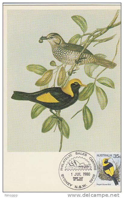 Australia-1980  Birds,Regent Bower Bird   Maximum Card - Maximumkaarten