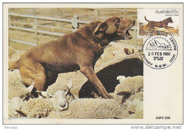 Australia-1980 Australian Dogs, Kelpie  Maximum Card - Cartas Máxima