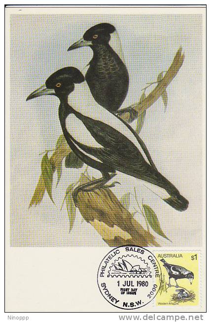 Australia-1980 Birds, Western Magpie    Maximum Card - Cartes-Maximum (CM)