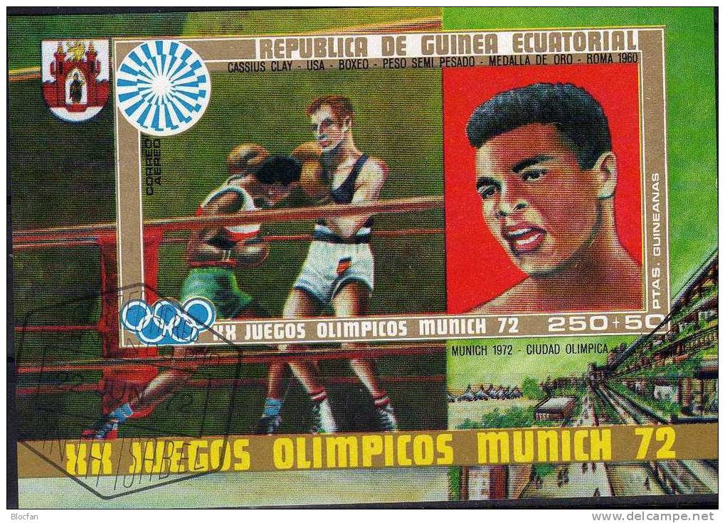 Olympia Sieger In Reiten, Boxen 1972 Äquatorial Guinea 88A/B, Block 13 Plus 14 O 5€ Springreiter Deutschland, Boxer USA - Guinée Equatoriale