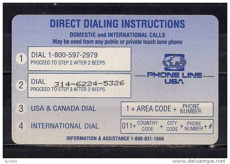 PHONE LINE USA  USED D0429  PHONECARD  $20 - Otros & Sin Clasificación