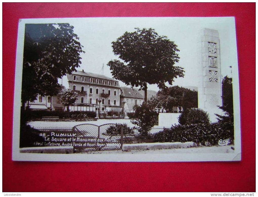 CPSM-74 HAUTE SAVOIE-RUMILLY-LE SQUARE ET LE MONUMENT AUX MORTS-NON VOYAGEE-  PHOTO RECTO /VERSO - Rumilly