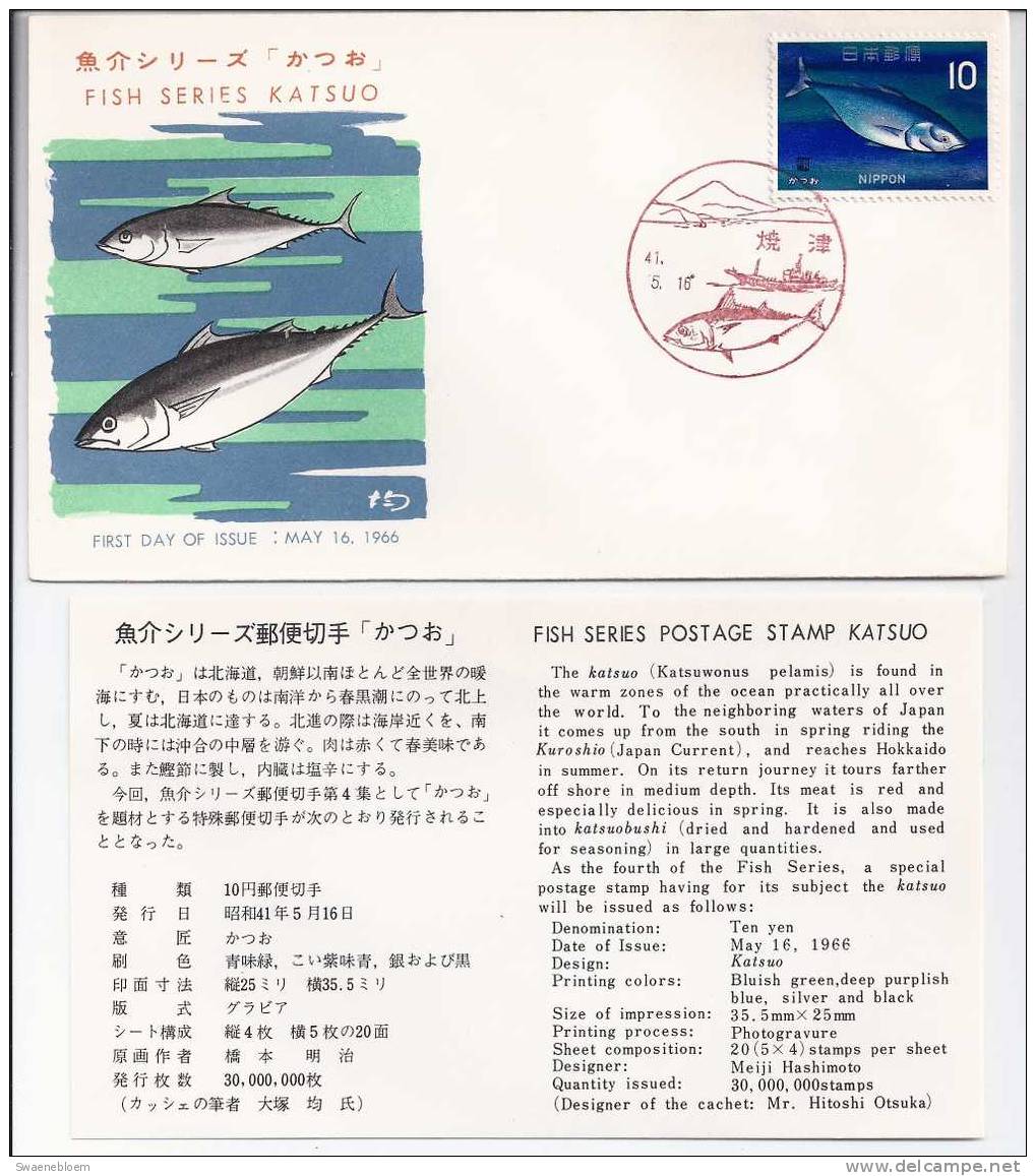 JP - FDC 178 - First Day Cover - Firstday Of Issue - FDC - Fish Series - Katsuo - Gestreepte Tonijn. Japan. 1966 - FDC
