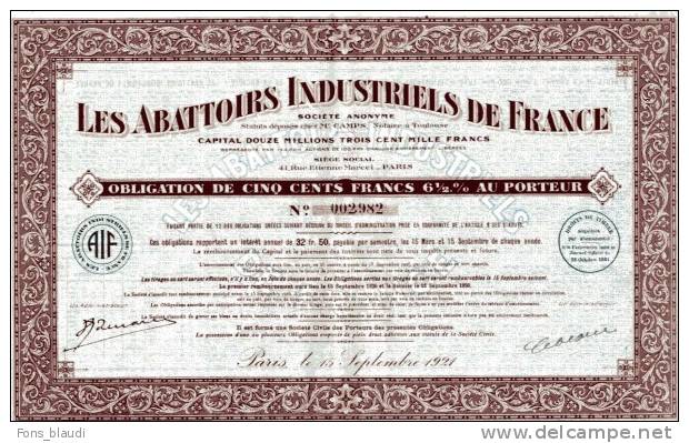 1921 - Les Abattoirs Industriels De France Au 41rue Etienne Marcel à Paris 1er - FRANCO DE PORT - Landbouw