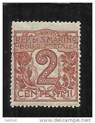 SAN MARINO 1921 - 1923 CIFRA CENT. 2 ** MNH BEN CENTRATO - Ongebruikt