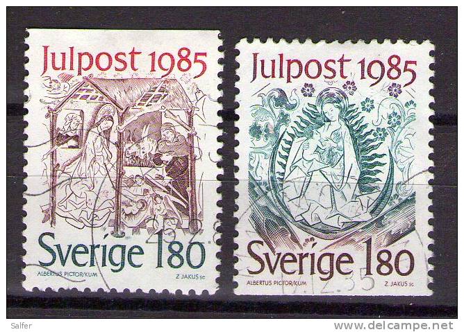 SVEZIA   1985  NATALE  2 Val. Usati - Usados