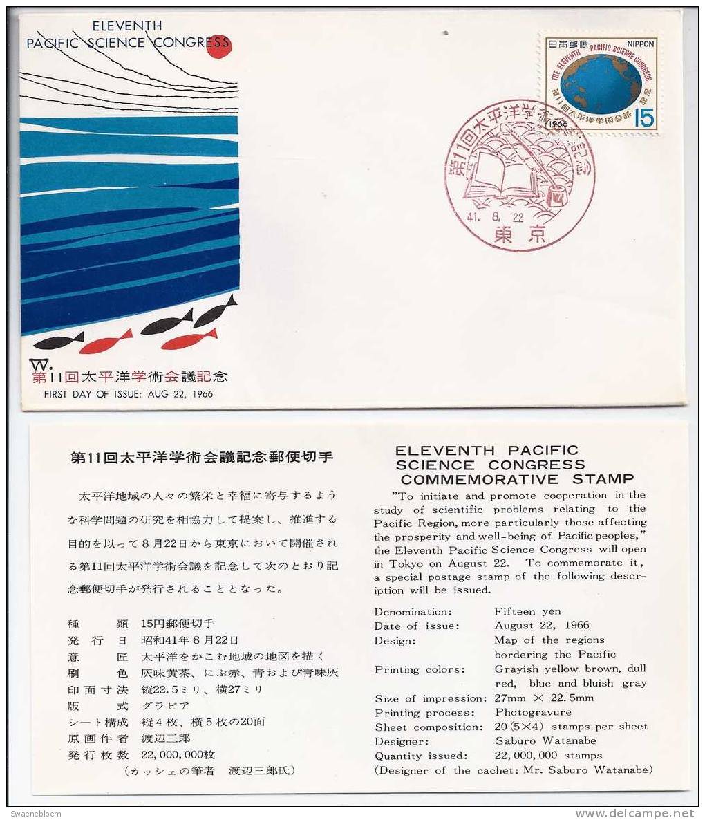 JP.- FDC 189 First Day Cover - First Day Of Issue. Eleventh Pacific Science Congress. Nippon. Japan. 1966 - FDC
