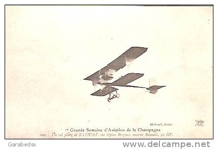 CPA De La 2e Grande Semaine D´Aviation De La Champagne - Un Vol Plané De BATHIAT, Sur Biplan Bréguet. - Reuniones