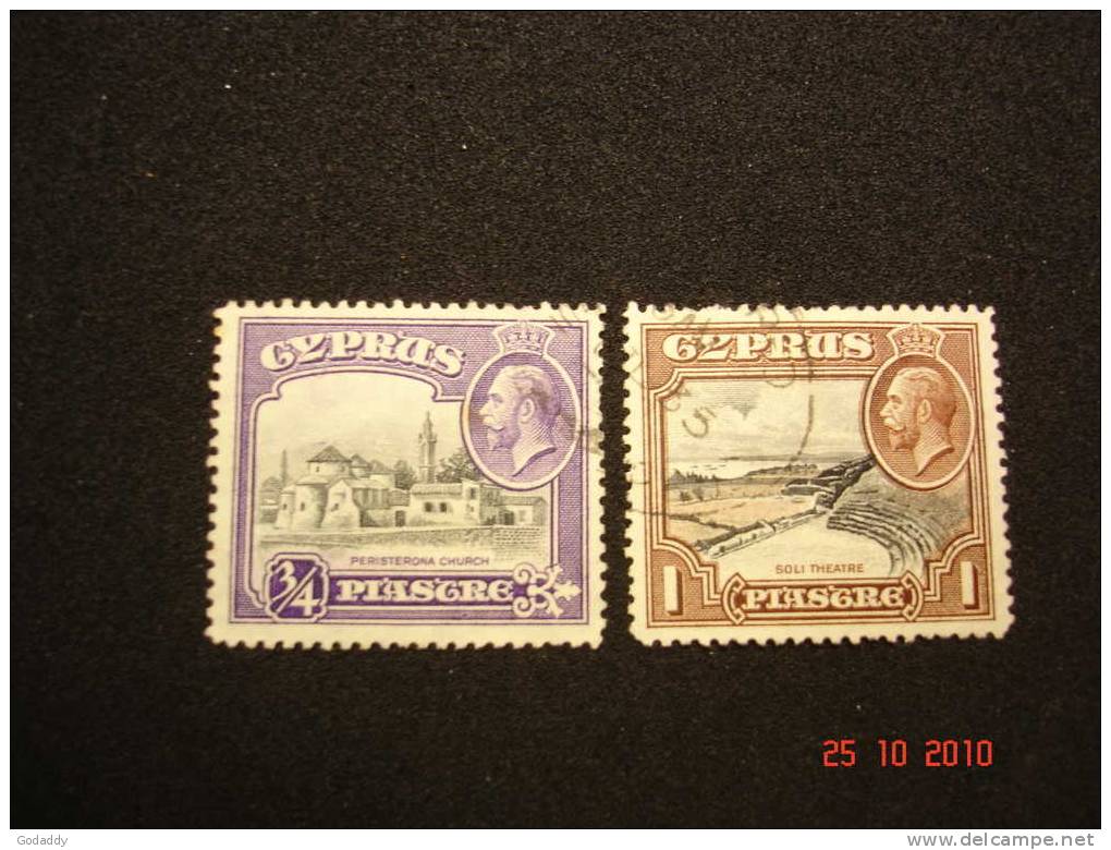 Cyprus 1934 K.George V   2 Used, 3/4pi, 1pi SG135, SG136 - Cyprus (...-1960)