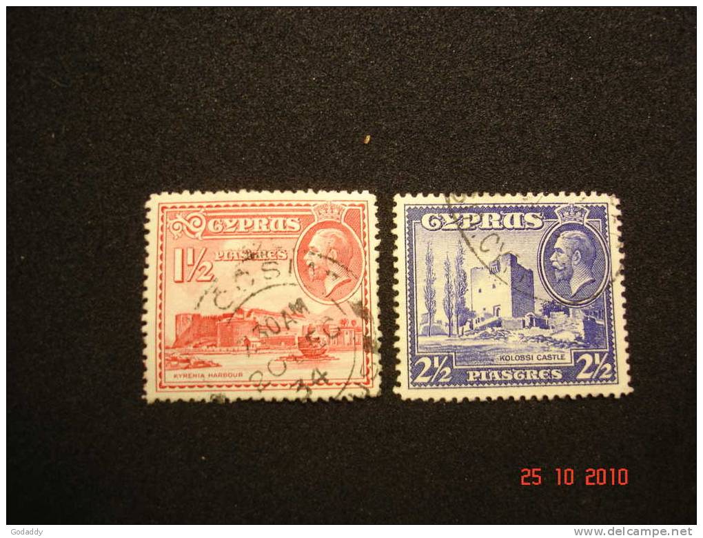 Cyprus 1934 K.George V   2 Used, 11/2pi, 21/2pi SG137, SG138 - Chypre (...-1960)