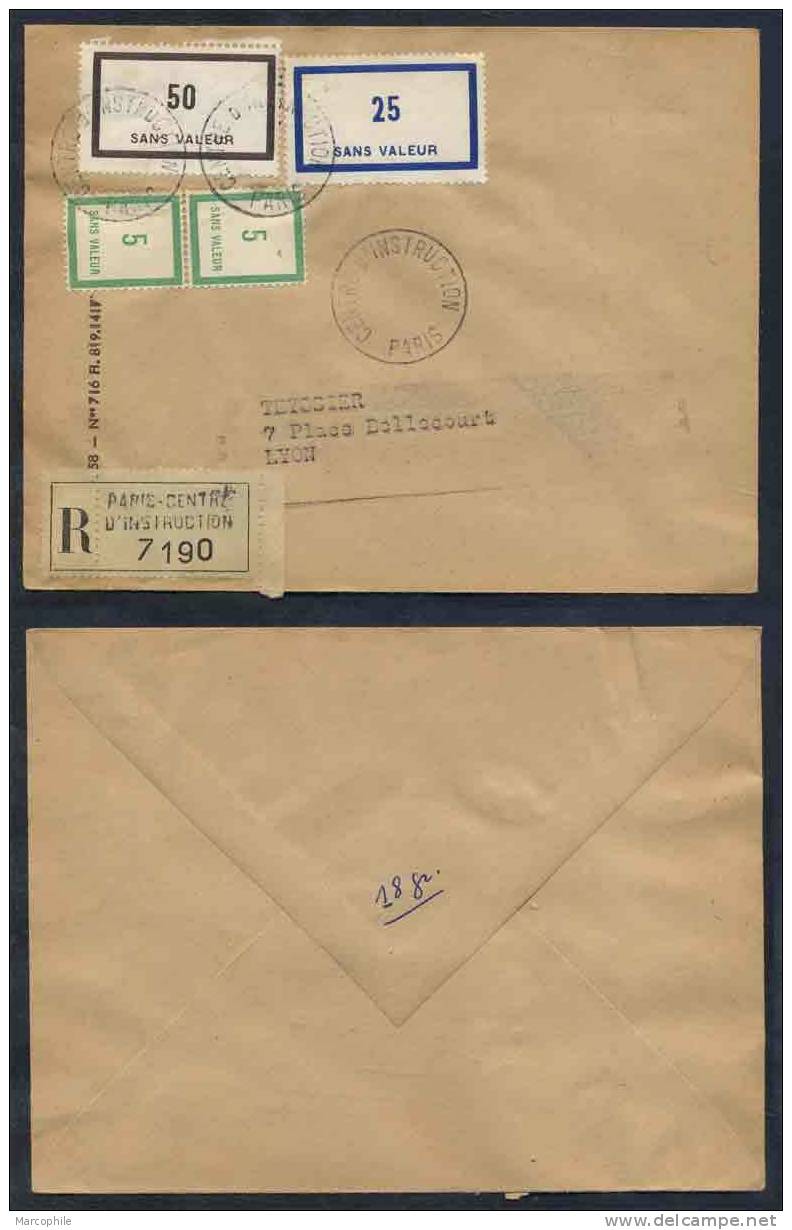 FRANCE / 1959 FICTIFS SUR LETTRE RECOMMANDEE Pour LYON - Phantom