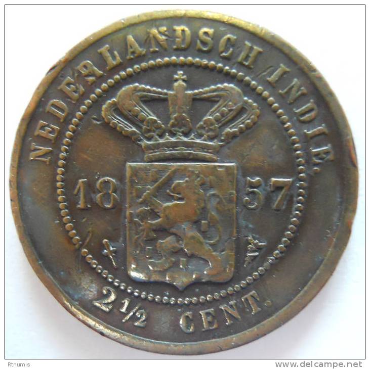 Netherland East Indies 2 1/2 Cents 1857 Km 308 - Indes Néerlandaises