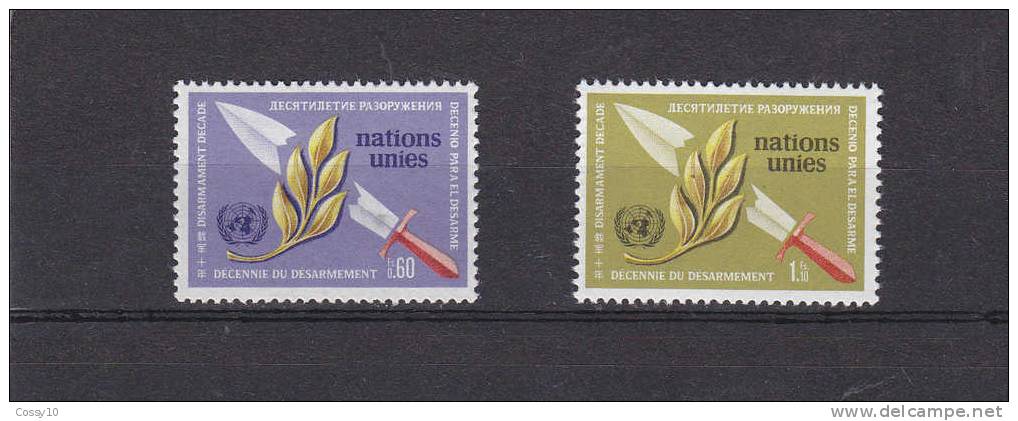 NATIONS  UNIES  GENEVE   1973   N° 30 - 31   NEUFS*  ( Charnières )    Catalogue Zumstein - Neufs