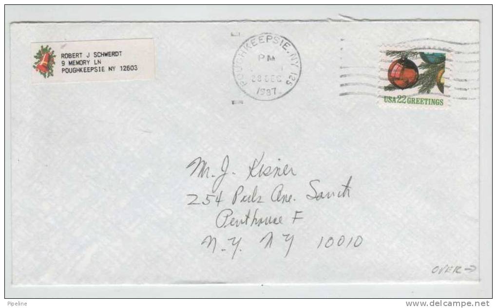 USA Cover Sent To New York POUGHKEEPSIE NY. 28-12-1987 - Covers & Documents