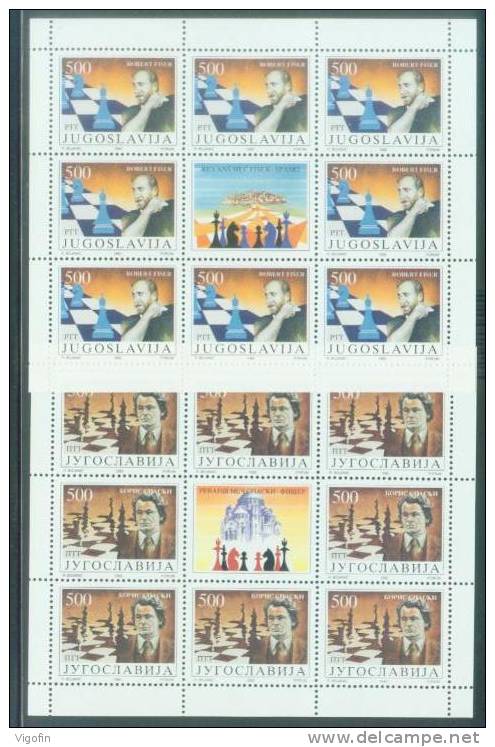 YU 1992-2559-60 CHESS, YUGOSLAVIA, 2MS, MNH - Blocks & Kleinbögen