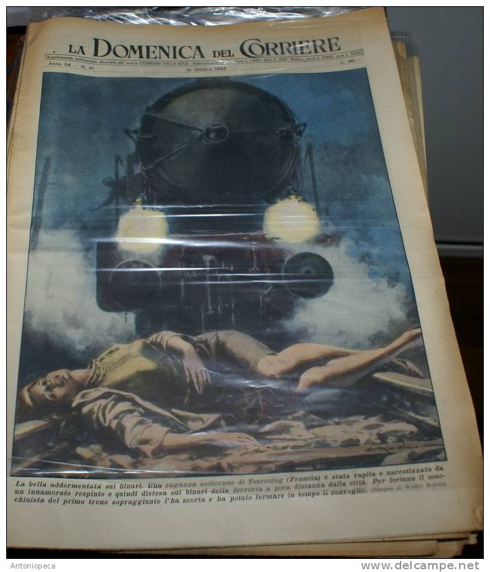 10 COPIE ORIGINALI DOMENICA DEL CORRIERE ANNI 1952-53