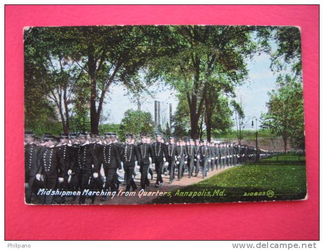 Annapolis Md  Midshipmen Marching From Quarters  Circa 1907 - Annapolis