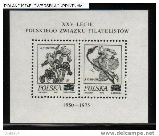 POLAND 1975 S. WYSPIANSKI FLOWERS BLACK PRINT MIN SHEET Art Artists Polish Playwright, Painter, Poet, Designer - Probe- Und Nachdrucke