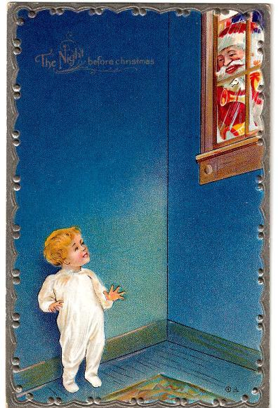 Santa Claus Vintage Postcard, Peeks At Child - Santa Claus