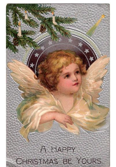 Christmas Angel Postcard, Unsigned Clapsaddle, Beautiful Angel - Clapsaddle