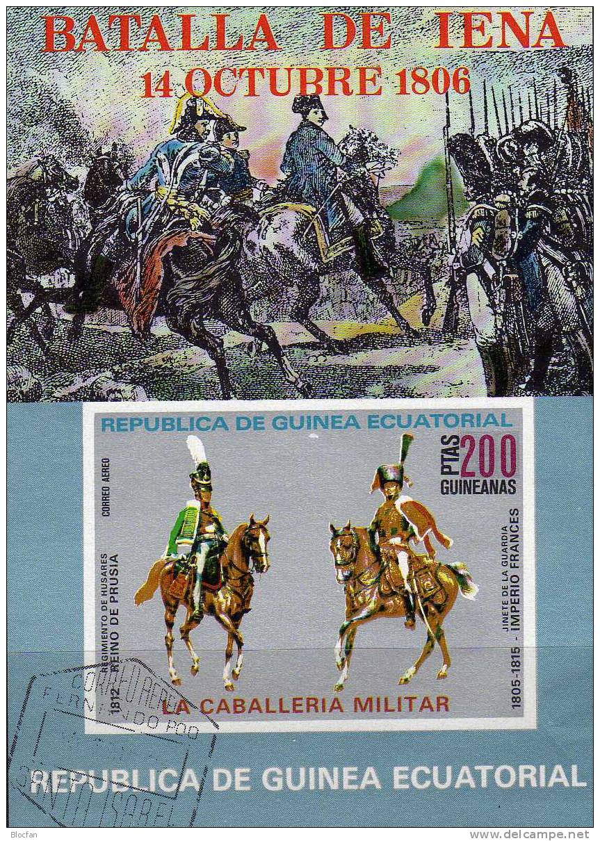 Gardist, General Napoleon 1976 Äquatorial Guinea 782/3, Block 207 Plus 208 O 5€ Kavallerie - Uniformen Zeit Napoleons - Révolution Française