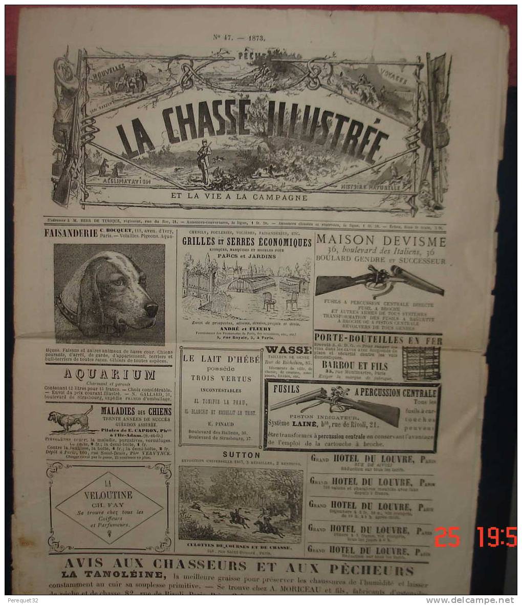 LA CHASSE ILLUSTREE.N°47,Novembre 1873.12 Pages - Revues Anciennes - Avant 1900