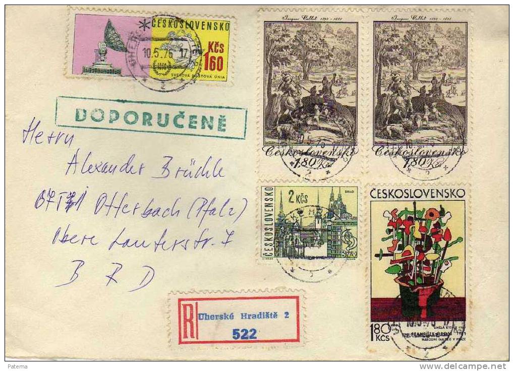 Carta, Certificada, UHERSKE  HRADISTE 1976 (Checoslovaquia), Cover, Letter - Cartas & Documentos