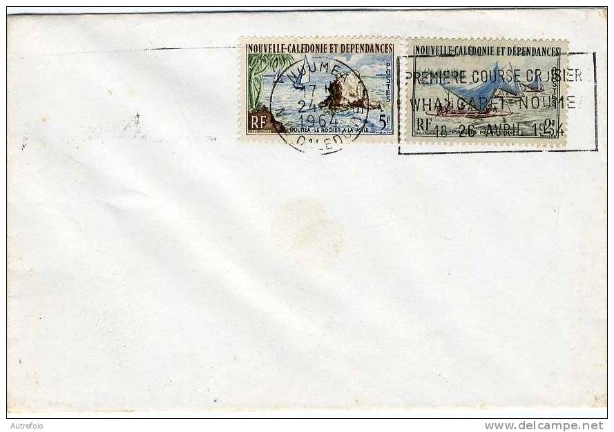 NOUVELLE CALEDONIE ET DEPENDANCE  -   ENVELOPPE AVEC 2 TIMBRES OBLITERES 1964 - Other & Unclassified