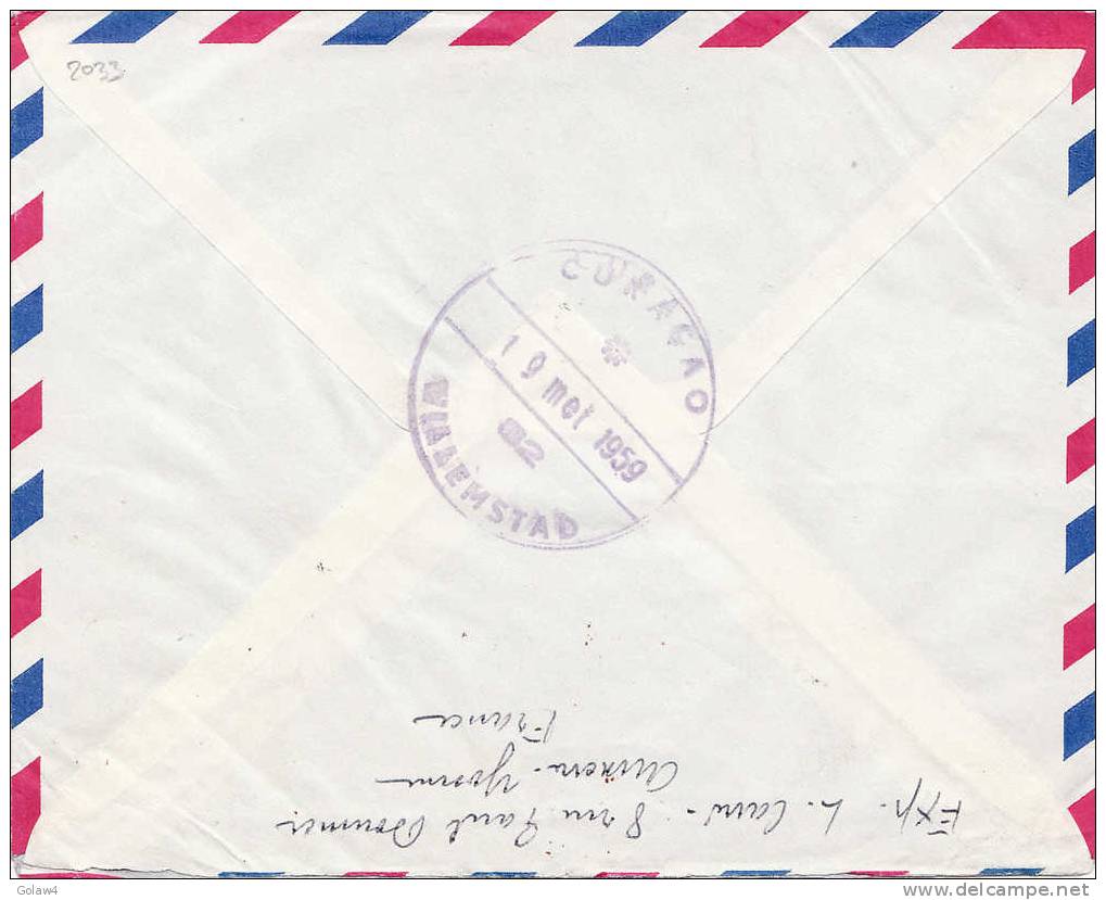 2033# Y&T N° 1198 à 1202 RESISTANTS / LETTRE RECOMMANDEE Obl AUXERRE YONNE 1959 Pour CURACAO Via AMSTERDAM COVER - 1921-1960: Période Moderne