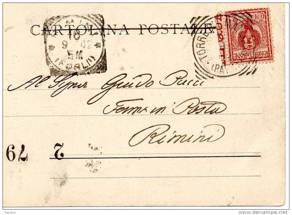 1902 CARTOLINA CON ANNULLO TORRE DEL MANGANO PAVIA - Storia Postale