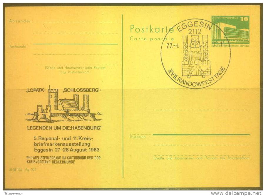 GERMANY DDR 020 Post Card Philatelic Exhibition - Postkarten - Gebraucht