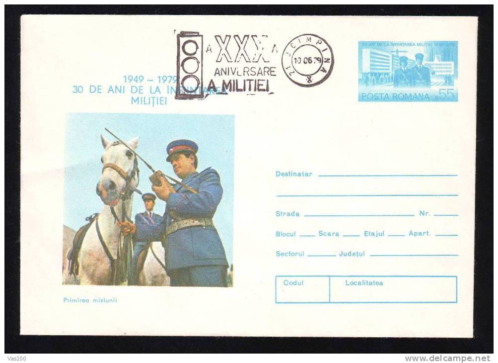 POLICE -GENDARMERIE PMK 1979 COVER ENTIER POSTAUX STATIONERY,HORSES (G) - Police - Gendarmerie